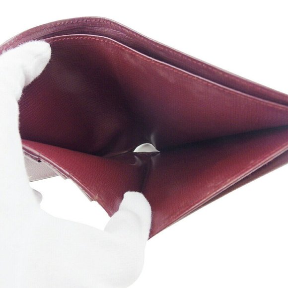 Authenticity Guaranteed CARTIER Bi -fold Wallet Mastrin Bordeaux Leather - Picture 3 of 11